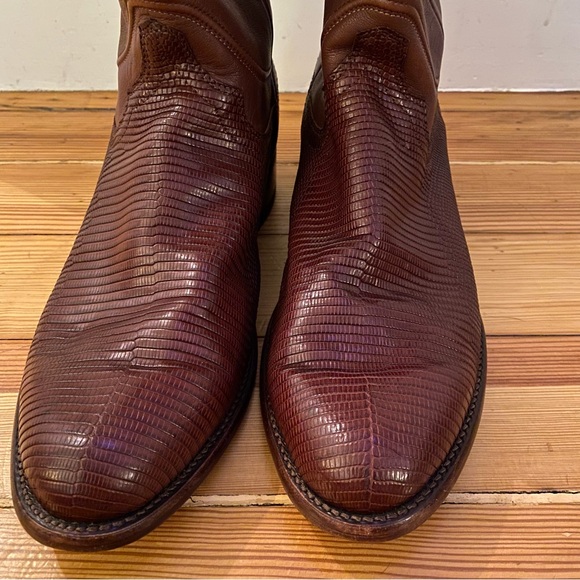Tecovas The Nash Men’s Cowboy Boots 9.5 EE Exotic Lizard Brown Roper Made Mexico - Picture 6 of 16